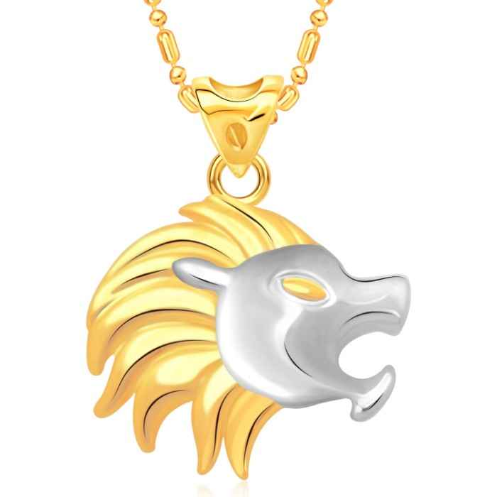 Buy Srikara Alloy Gold & Rhodium Plated CZ/AD Leo Fashion Jewelry Pendant with Chain - SKP2181G - Purplle