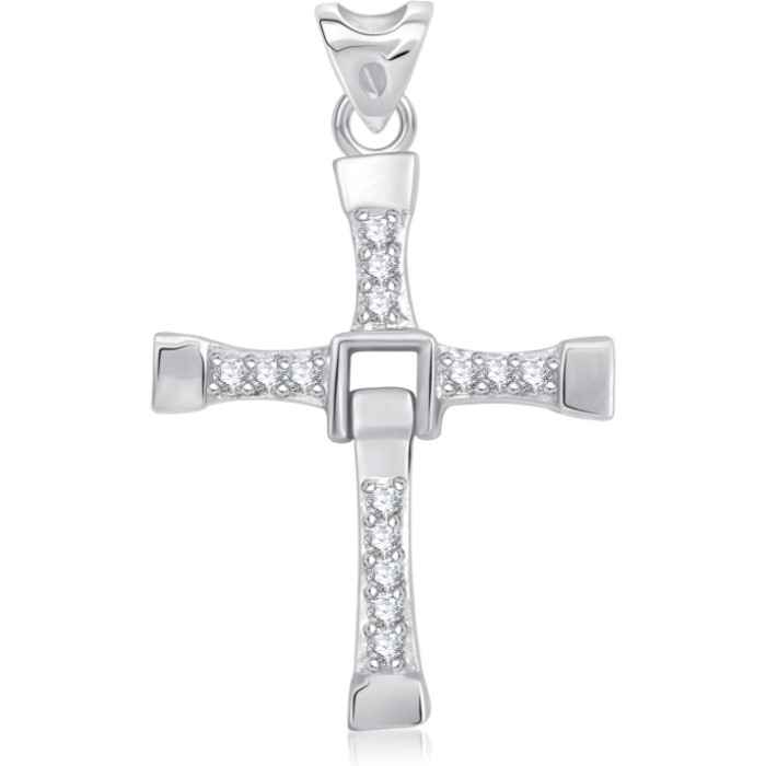 Buy Srikara Alloy Rhodium Plated Inspired Cross Fashion Jewellery Pendant with Chain - SKP1670R - Purplle