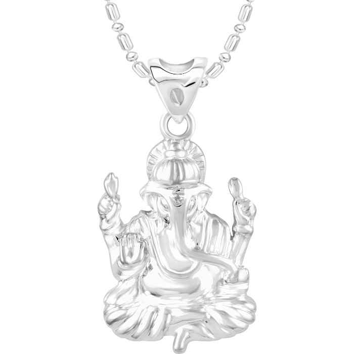 Buy Srikara Alloy Rhodium Plated CZ / AD Ganpati Fashion Jewelry Pendant with Chain - SKP2512R - Purplle