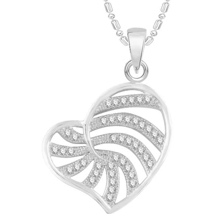Buy Srikara Alloy Rhodium Plated CZ / AD Heart Fashion Jewellery Pendant with Chain - SKP2536R - Purplle