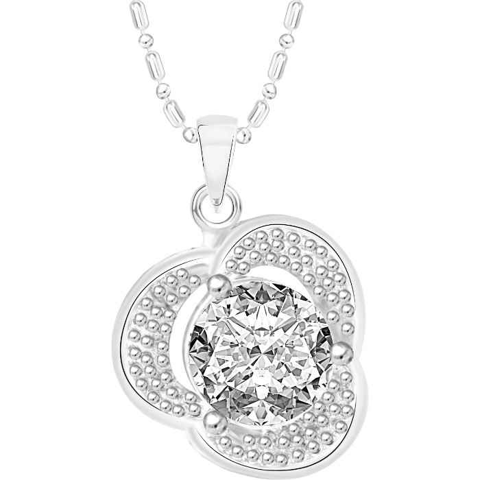 Buy Srikara Alloy Rhodium Plated CZ/AD Solitaire Fashion Jewelry Pendant with Chain - SKP2485R - Purplle