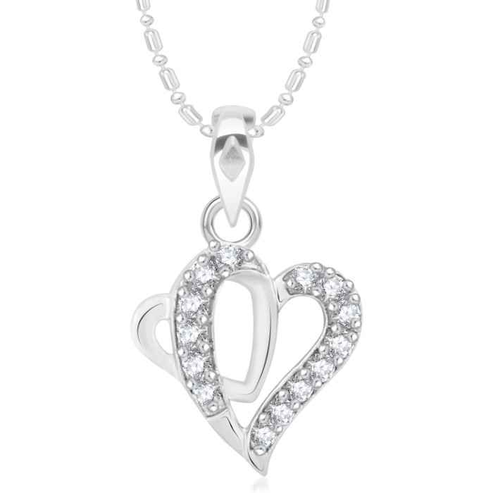 Buy Srikara Alloy Rhodium Plated CZ/AD Loving Tiffany Heart Fashion Jewelry Pendant - SKP2129R - Purplle