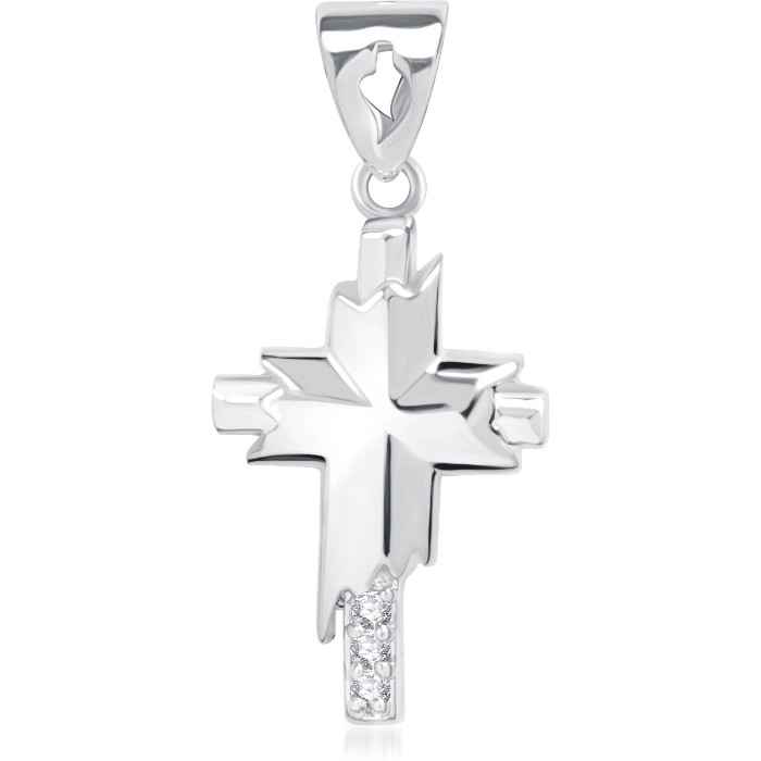 Buy Srikara Alloy Rhodium Plated CZ/AD Two Tone Cross Fashion Jewelry Pendant Chain - SKP1667R - Purplle
