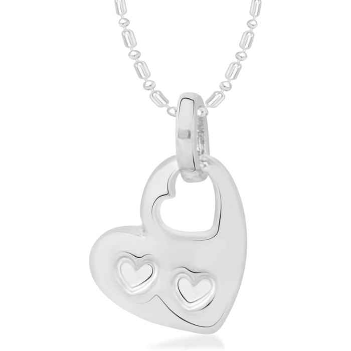 Buy Srikara Alloy Rhodium Plated CZ / AD Three Heart Fashion Jewellery Pendant Chain - SKP2141R - Purplle
