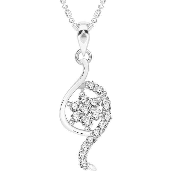 Buy Srikara Alloy Rhodium Plated CZ/AD Shining Star Fashion Jewellery Pendant Chain - SKP2614R - Purplle