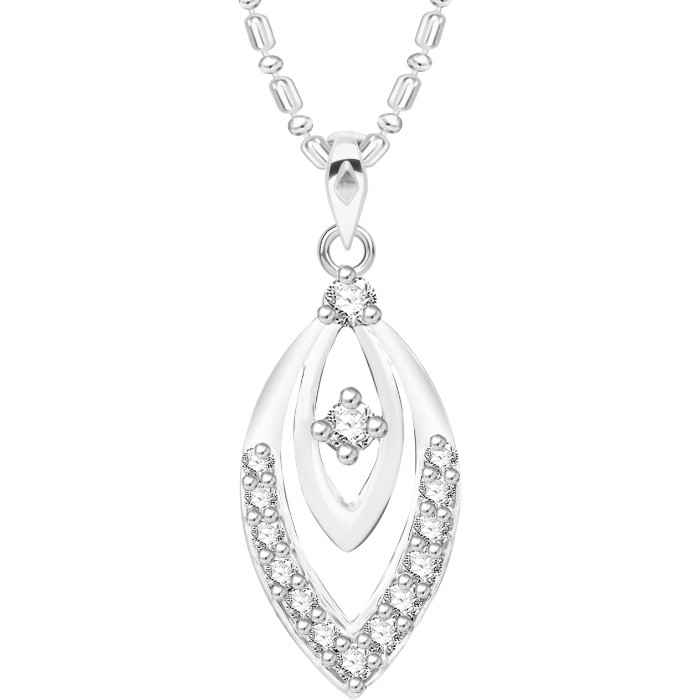 Buy Srikara Alloy Rhodium Plated CZ/AD Bewitching Fashion Jewelry Pendant with Chain - SKP2611R - Purplle