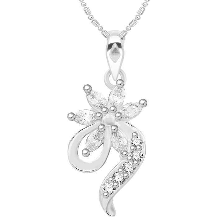Buy Srikara Alloy Rhodium Plated CZ / AD Markis Fashion Jewellery Pendant with Chain - SKP2652R - Purplle