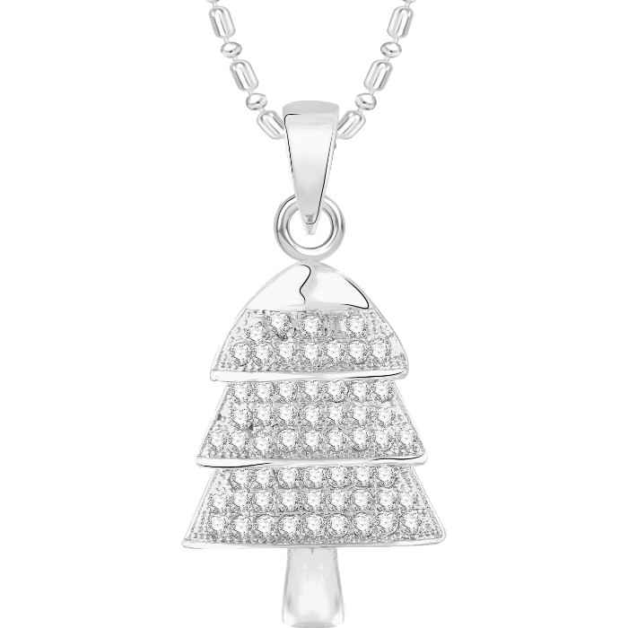 Buy Srikara Alloy Rhodium Plated CZ/AD Christmas Tree Fashion Jewelry Pendant Chain - SKP2543R - Purplle