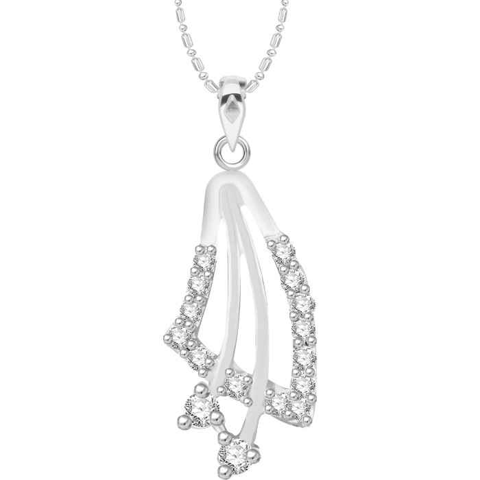 Buy Srikara Alloy Rhodium Plated CZ / AD Dazzling Fashion Jewelry Pendant with Chain - SKP2620R - Purplle