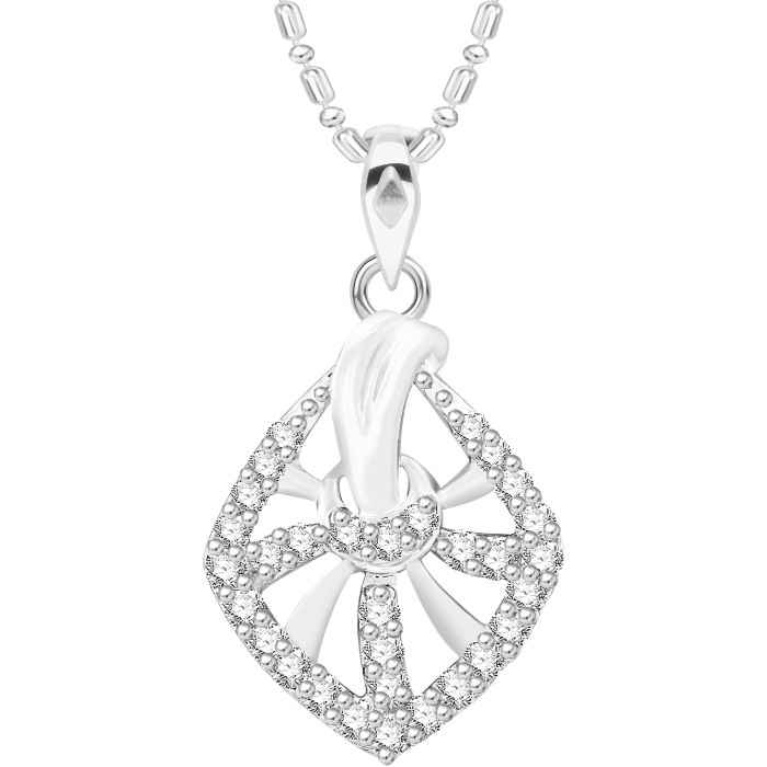 Buy Srikara Alloy Rhodium Plated CZ / AD Graceful Fashion Jewelry Pendant with Chain - SKP2612R - Purplle