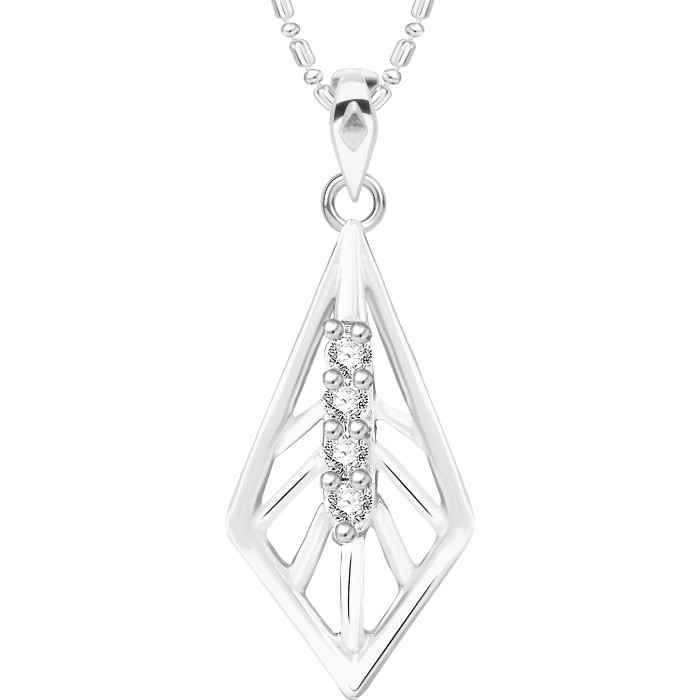 Buy Srikara Alloy Rhodium Plated CZ / AD Shapely Fashion Jewelry Pendant with Chain - SKP2635R - Purplle