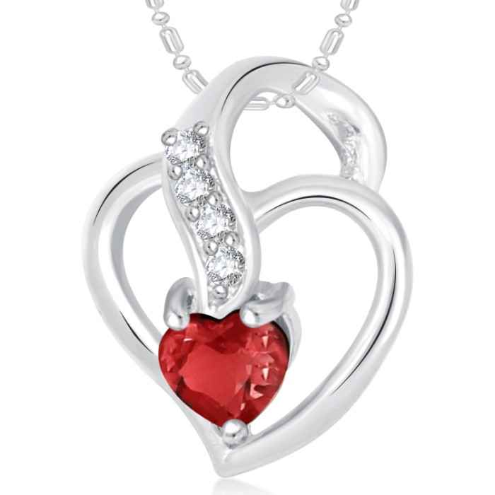 Buy Srikara Alloy Rhodium Plated CZ/AD Well Crafted Heart Valentine Fashion Jewelry Pendant - SKP1768R - Purplle