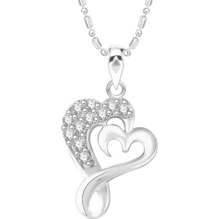 Buy Srikara Alloy Rhodium Plated CZ / AD Heart Fashion Jewellery Pendant with Chain - SKP2740R - Purplle