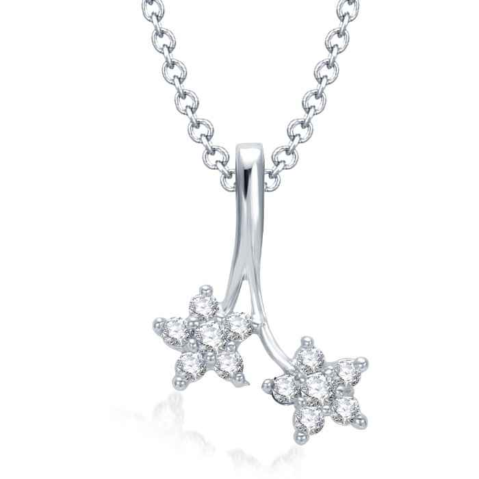 Buy Srikara Alloy Rhodium Plated CZ Two Star Rhodium Plated Fashion Jewelry Pendant - SKP1071R - Purplle