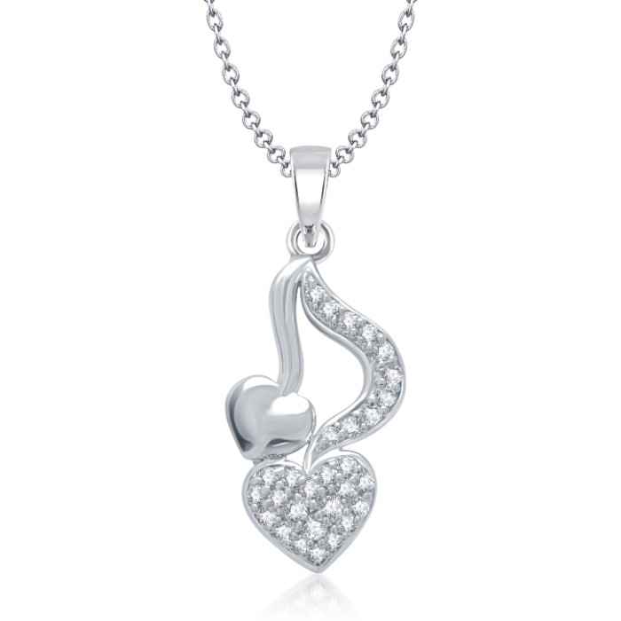 Buy Srikara Alloy Rhodium Plated CZ / AD Fashion Jewellery Pendant with Chain - SKP1043R - Purplle