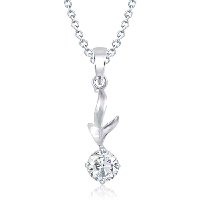 Buy Srikara Majestic Rhodium Plated Solitaire Fashion Jewelry Pendant with Chain - SKP1086R - Purplle