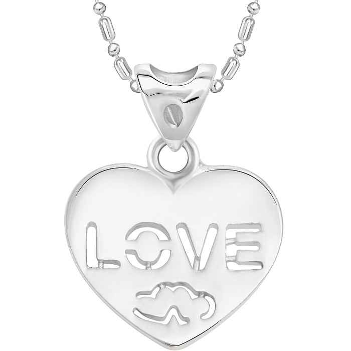 Buy Srikara Alloy Rhodium Plated CZ/AD Beinng Humann Love Fashion Jewelry Pendant - SKP2229R - Purplle