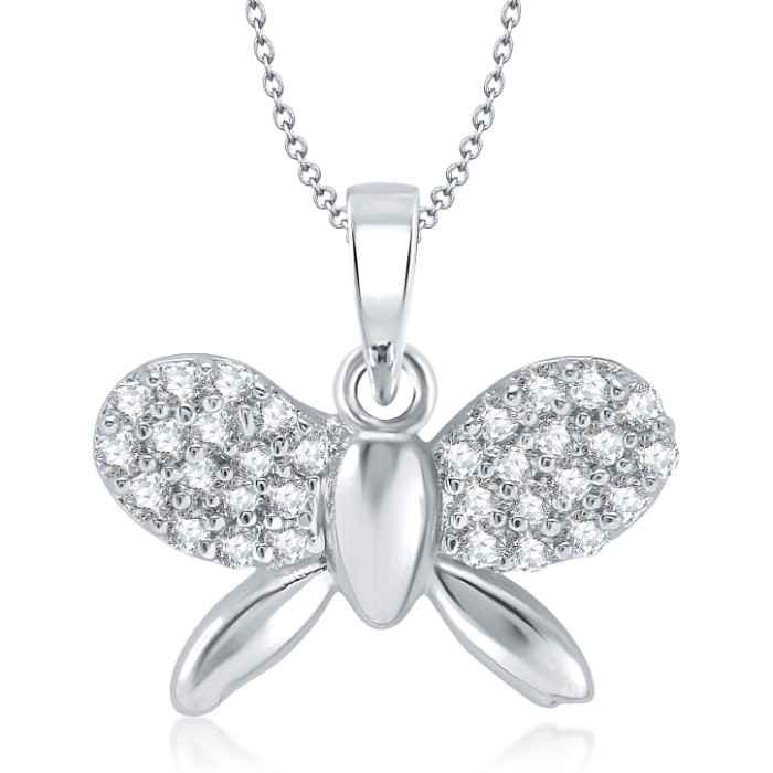 Buy Srikara Alloy Rhodium Plated CZ / AD Fashion Jewellery Pendant with Chain - SKP1036R - Purplle