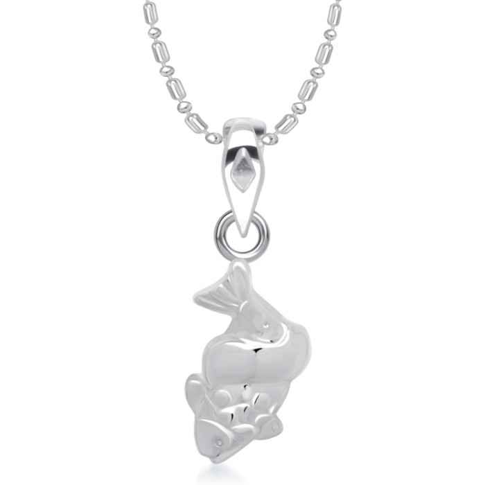 Buy Srikara Alloy Rhodium Plated CZ / AD Fish Design Fashion Jewellery Pendant Chain - SKP1376R - Purplle