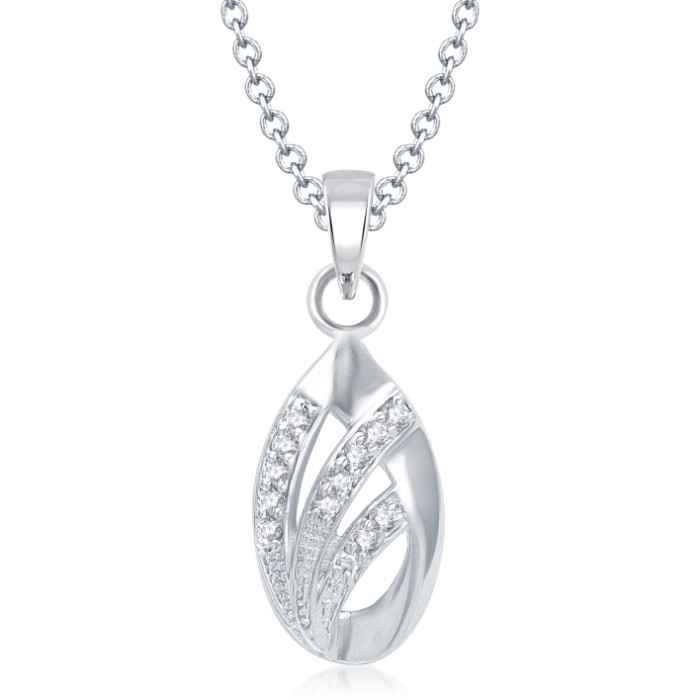 Buy Srikara Alloy Rhodium Plated CZ/AD Petal Shaped Rhodium Plated Fashion Jewelry Pendant - SKP1070R - Purplle