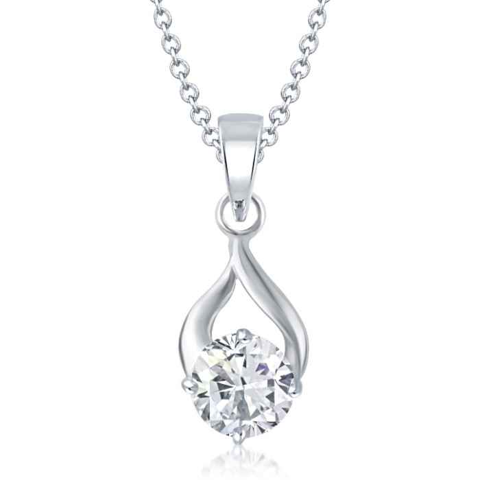 Buy Srikara Alloy Rhodium Plated CZ Delicate Drop Solitaire Fashion Jewelry Pendant - SKP1058R - Purplle