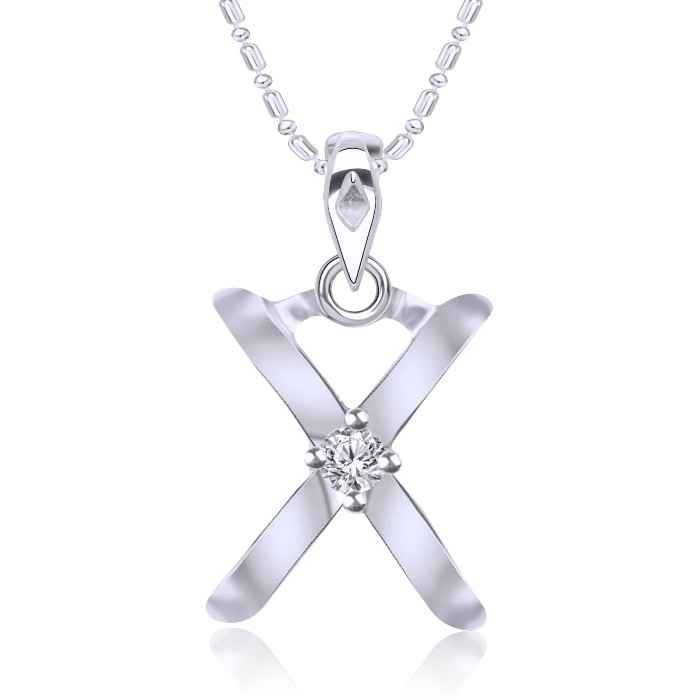 Buy Srikara Alloy Rhodium Plated CZ / AD Initial "X" Alphabet Pendant with Chain - SKP2825R - Purplle