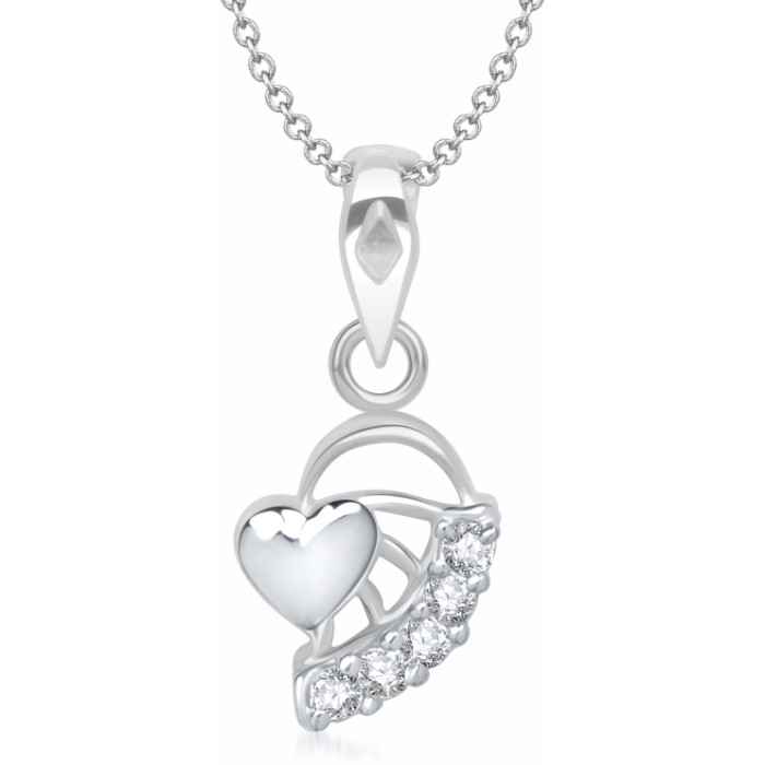 Buy Srikara Alloy Rhodium Plated CZ/AD Cluster Shine Heart Shape Fashion Jewelry Pendant - SKP1291R - Purplle