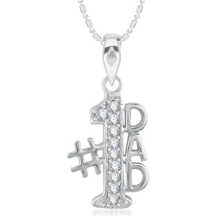 Buy Srikara Alloy Rhodium Plated CZ / AD Dad Fashion Jewellery Pendant with Chain - SKP2391R - Purplle