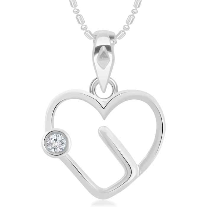 Buy Srikara Alloy Single CZ/AD Hollow Heart Fashion Jewellery Pendant with Chain - SKP2853R - Purplle