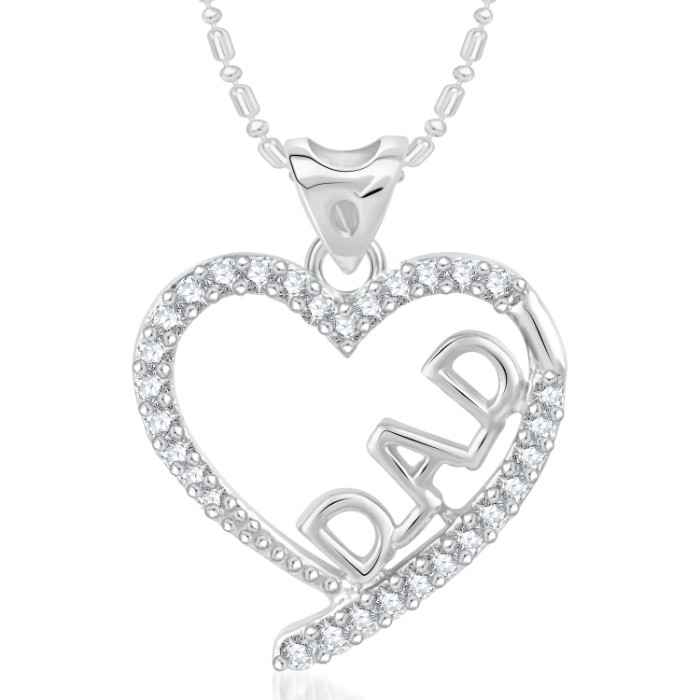 Buy Srikara Alloy Rhodium Plated CZ / AD Dad Fashion Jewellery Pendant with Chain - SKP2390R - Purplle