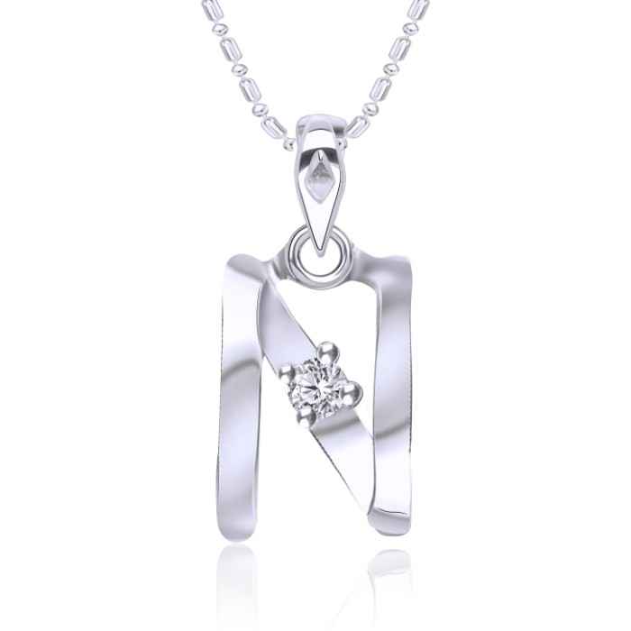 Buy Srikara Alloy Rhodium Plated CZ / AD Initial "N" Alphabet Pendant with Chain - SKP2815R - Purplle