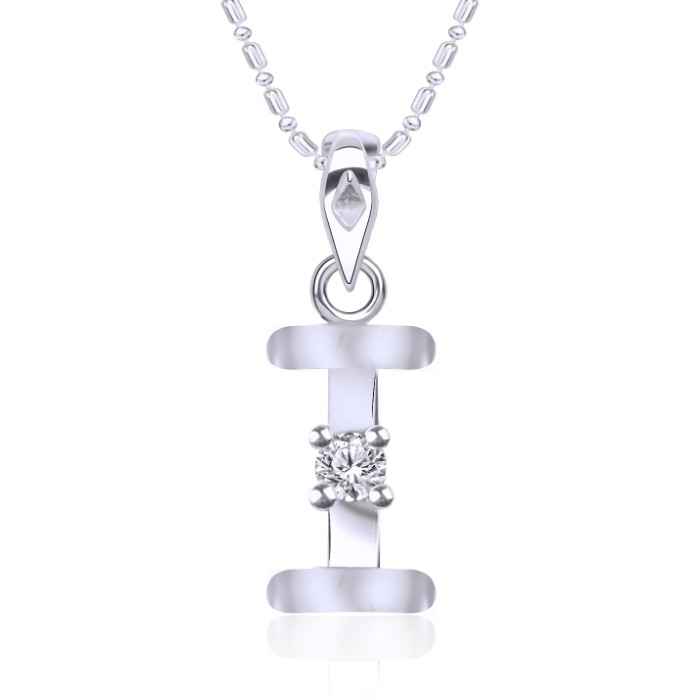 Buy Srikara Alloy Rhodium Plated CZ / AD Initial "I" Alphabet Pendant with Chain - SKP2810R - Purplle