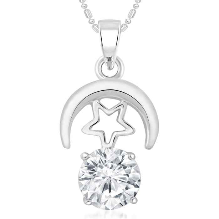 Buy Srikara Alloy Rhodium Plated CZ / AD Fashion Jewellery Pendant with Chain - SKP2032R - Purplle