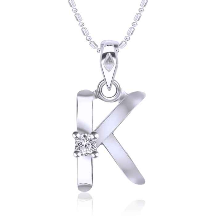 Buy Srikara Alloy Rhodium Plated CZ / AD Initial "K" Alphabet Pendant with Chain - SKP2812R - Purplle