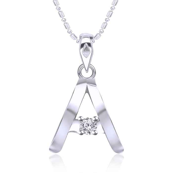 Buy Srikara Alloy Rhodium Plated CZ / AD Initial "A" Alphabet Pendant with Chain - SKP2802R - Purplle