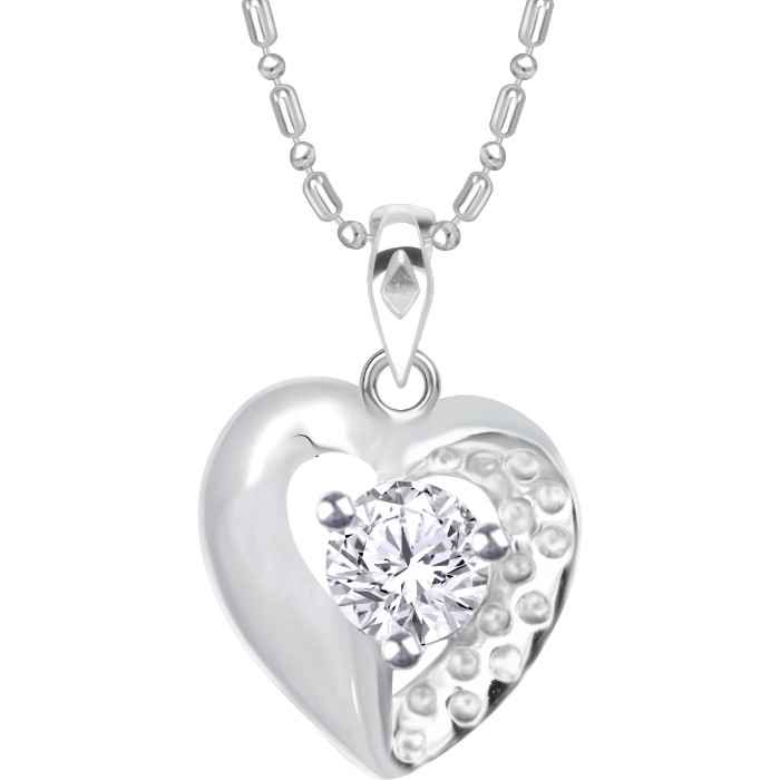 Buy Srikara Alloy Rhodium Plated Single CZ/AD Heart Pendant with Chain - SKP2861R - Purplle