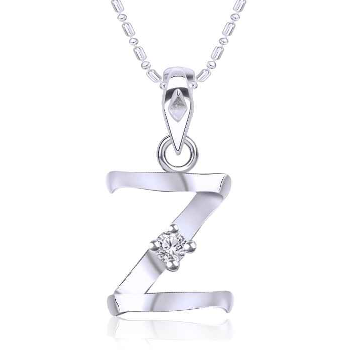 Buy Srikara Alloy Rhodium Plated CZ / AD Initial "Z" Alphabet Pendant with Chain - SKP2827R - Purplle