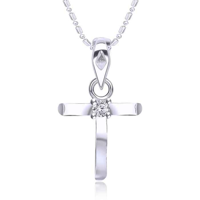 Buy Srikara Alloy Rhodium Plated CZ / AD Initial "T" Alphabet Pendant with Chain - SKP2821R - Purplle