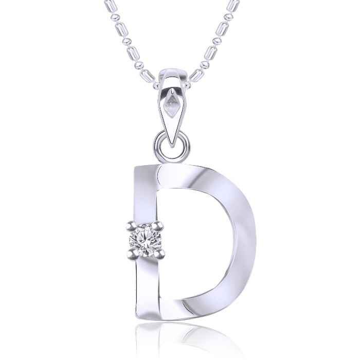Buy Srikara Alloy Rhodium Plated CZ / AD Initial "D" Alphabet Pendant with Chain - SKP2805R - Purplle