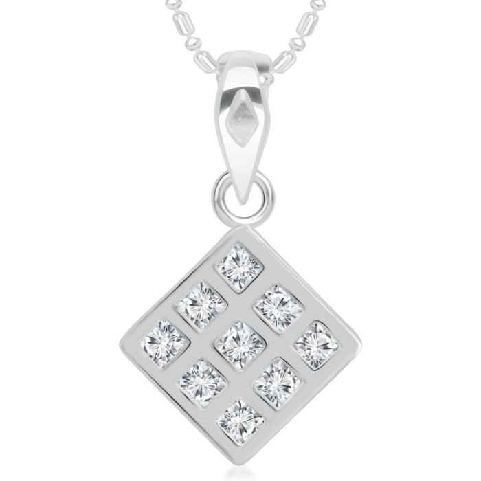 Buy Srikara Brass Alloy Rhodium Plated Square Shape CZ/AD Studded Pendant Chain - SKP2963R - Purplle