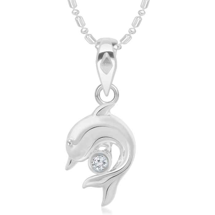 Buy Srikara Alloy Rhodium Plated Dolphin AD/CZ Studded Fashion Jewelry Pendant - SKP2940R - Purplle