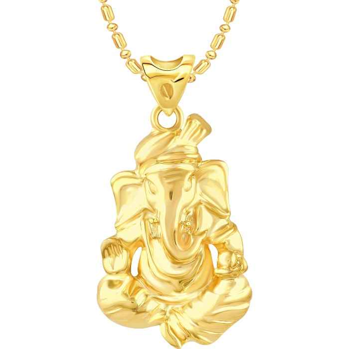 Buy Srikara Alloy Gold Plated CZ / AD Gajanan Fashion Jewellery Pendant with Chain - SKP2510G - Purplle