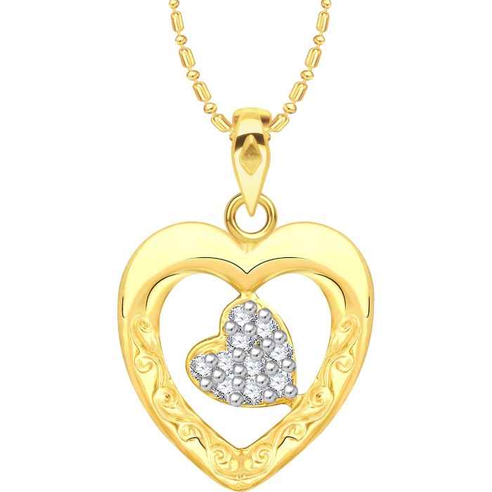 Buy Srikara Alloy Gold Plated CZ / AD Tiny Heart Fashion Jewelry Pendant with Chain - SKP2556G - Purplle