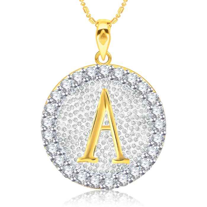 Buy Srikara Alloy Gold Plated CZ/AD Initial Letter A Fashion Jewellery Pendant Chain - SKP2184G - Purplle