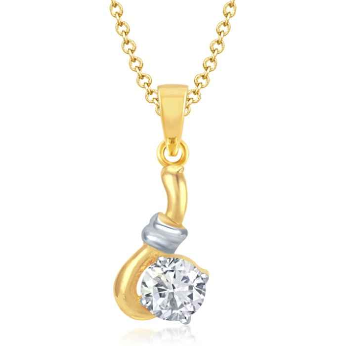 Buy Srikara Alloy CZ / AD Hook Lock Solitaire Fashion Jewellery Pendant with Chain - SKP1089G - Purplle