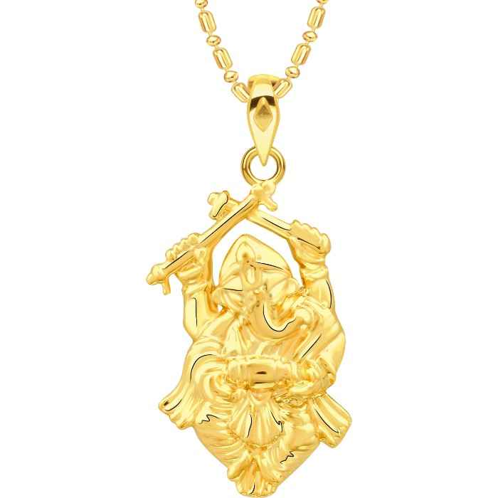 Buy Srikara Alloy Gold Plated CZ / AD Ganesh Fashion Jewellery Pendant with Chain - SKP2680G - Purplle