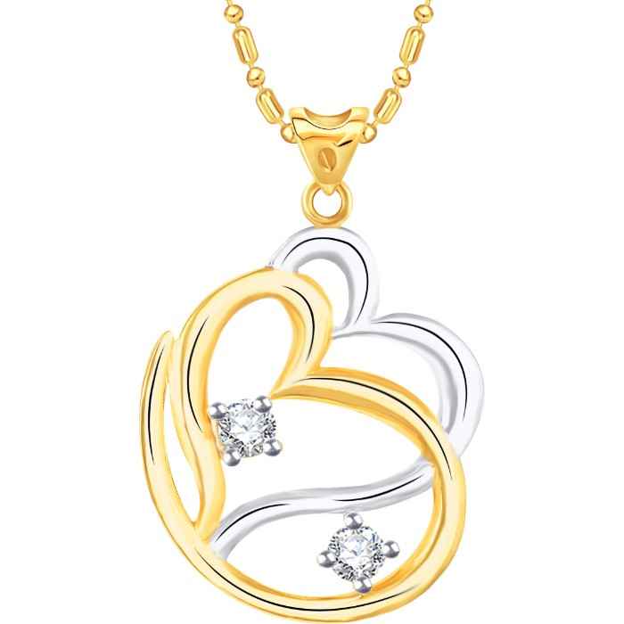 Buy Srikara Alloy Gold Plated CZ/AD Heart With Om Fashion Jewelry Pendant with Chain - SKP2214G - Purplle