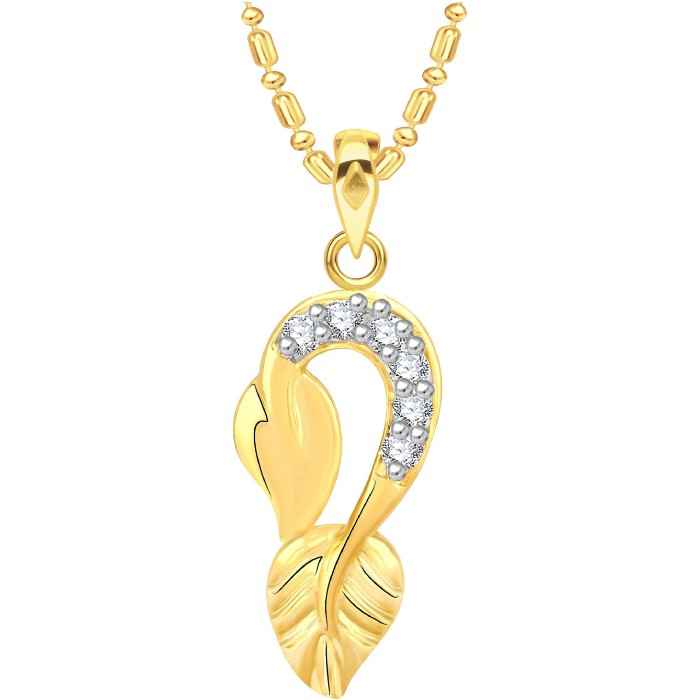Buy Srikara Alloy Gold Plated CZ / AD Leaf Fashion Jewellery Pendant with Chain - SKP2579G - Purplle