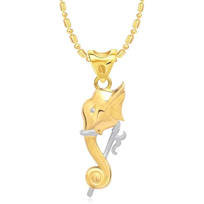 Buy Srikara Alloy Gold Plated CZ / AD Gajvakra Fashion Jewellery Pendant with Chain - SKP1361G - Purplle