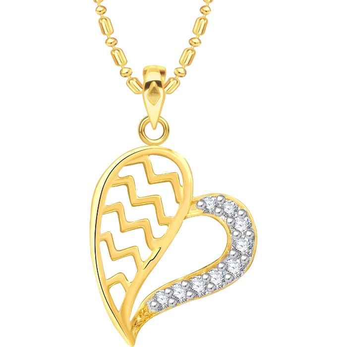 Buy Srikara Alloy Gold Plated CZ / AD Heart Fashion Jewellery Pendant with Chain - SKP2563G - Purplle